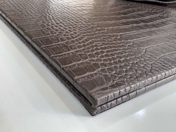 Timsah Kahve Deri Krom Makyaj Saat Kutulu alt iç yapı Kadife EL YAPIMI VIP Sümen Makam Takımı