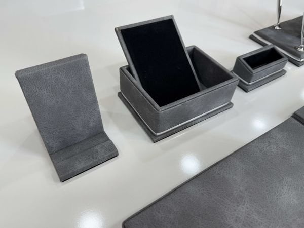 Diamond Antrasit Tasarım Deri Krom Makyaj Saat Kutulu alt iç yapı Kadife EL YAPIMI VIP Sümen Makam Takımı
