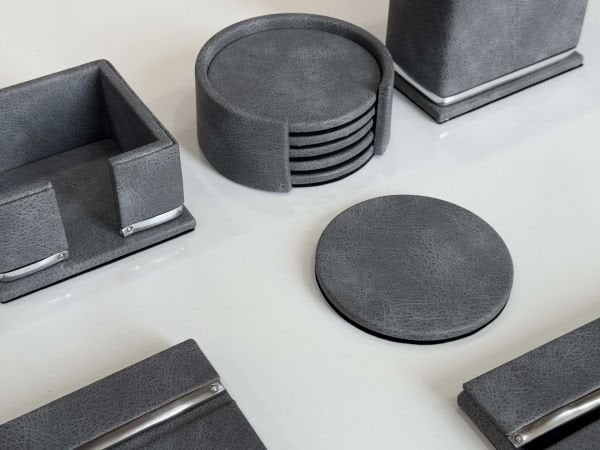 Diamond Antrasit Tasarım Deri Krom Makyaj Saat Kutulu alt iç yapı Kadife EL YAPIMI VIP Sümen Makam Takımı