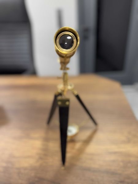 Pirinç Pusulalı Orjinal Dürbün Ahşap Ayaklı (Avrupa İthal) 33 cm
