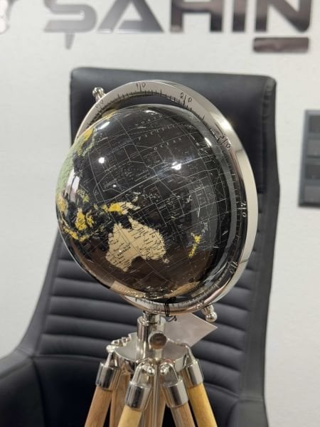 1.Sınıf Kalın Ahşap Ayaklı Dünya Küresi 62 cm Kısalabilen (Avrupa İthal)