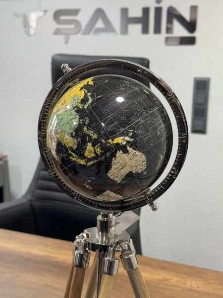 1.Sınıf Kalın Ahşap Ayaklı Dünya Küresi 62 cm Kısalabilen (Avrupa İthal)