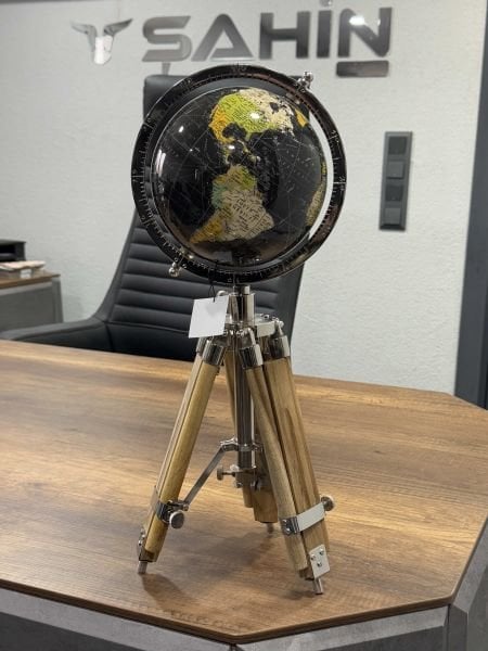 1.Sınıf Kalın Ahşap Ayaklı Dünya Küresi 62 cm Kısalabilen (Avrupa İthal)