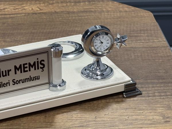 İNDİRİM Masaüstü Krem Deri Masa İsimliği 40cm Kargo Bedava İsim yazılır