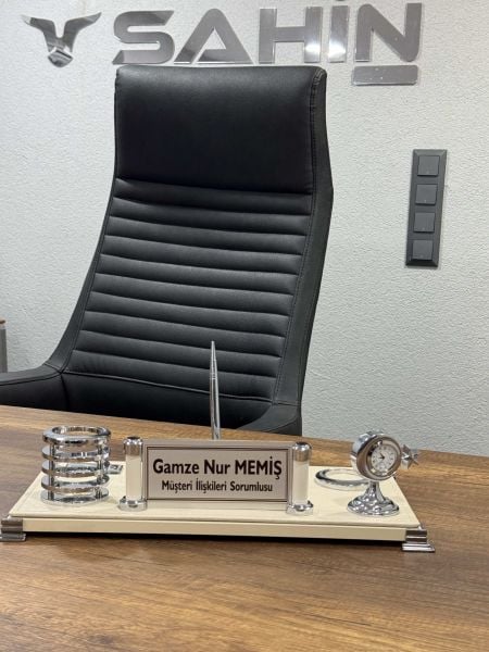 İNDİRİM Masaüstü Krem Deri Masa İsimliği 40cm Kargo Bedava İsim yazılır