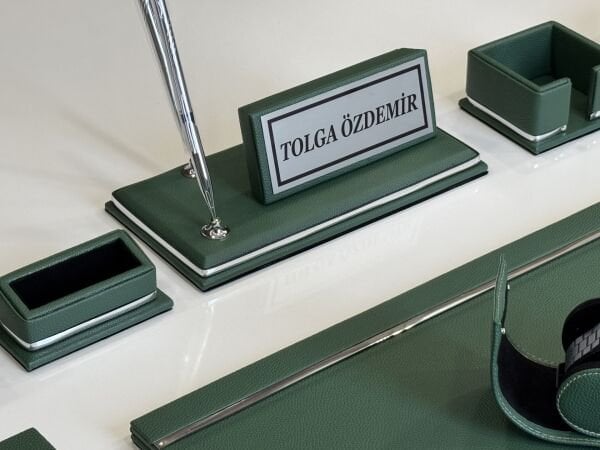 FIRSAT PREMİUM Muhteşem Pastel Yeşil Deri Krom Makyaj Saat Kutulu alt iç yapı Kadife EL YAPIMI VIP Sümen Makam Takımı