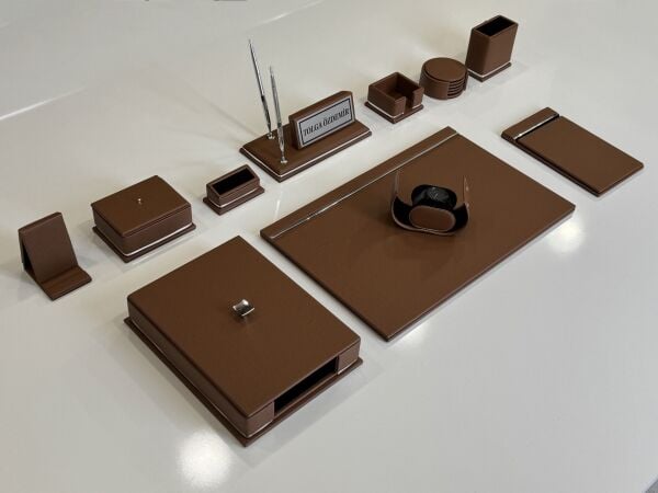 Muhteşem Deri Taba Krom Makyaj Saat Kutulu alt iç yapı Kadife EL YAPIMI VIP Sümen Makam Takımı